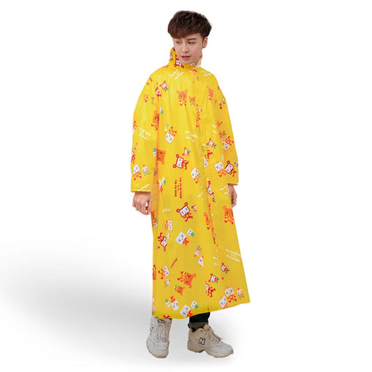 親子豆腐熊可愛前開式雨衣（成人款）- 黃色系