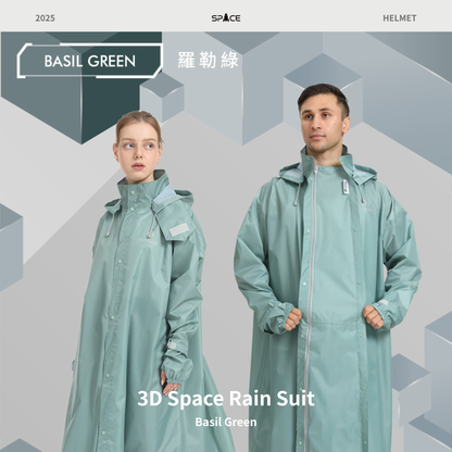 3D Space Backpack One-Piece Rain Suit - Basil Green