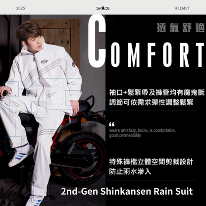 2nd-Gen Shinkansen Two-Piece Rain Suit - Cool Razor Black